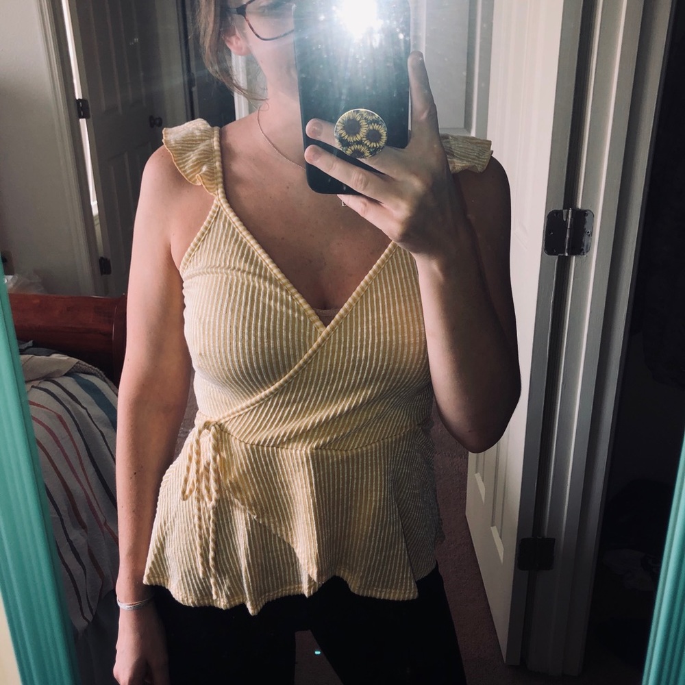 yellow pinstripe wrap tank